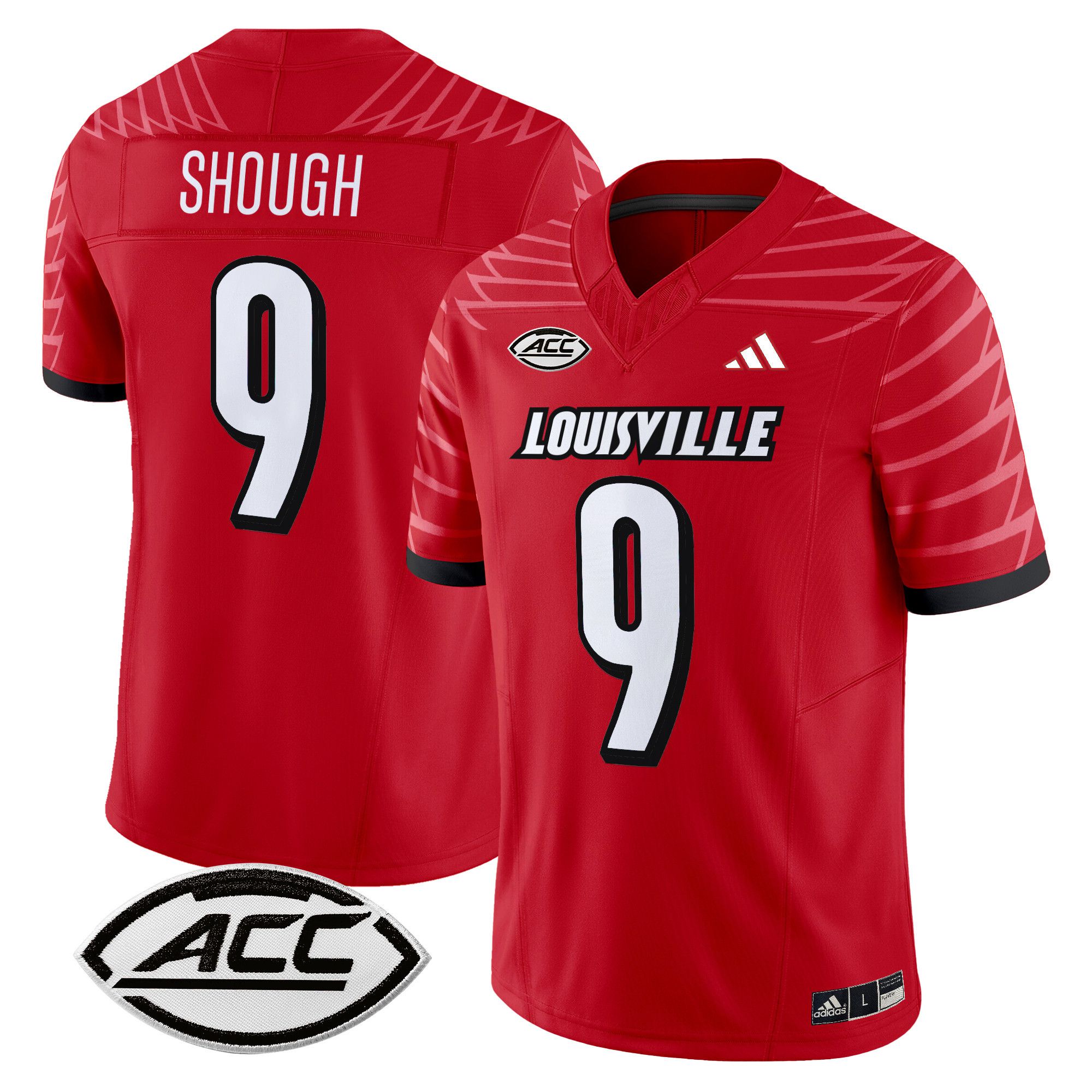 Men Louisville Cardinals #9 Shough Red 2024 Vapor Limited NCAA Jersey style 1->more ncaa teams->NCAA Jersey